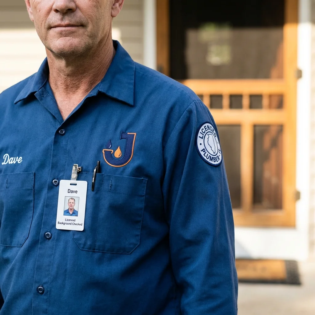 Licensed plumber showing ID badge in Sneads, FL