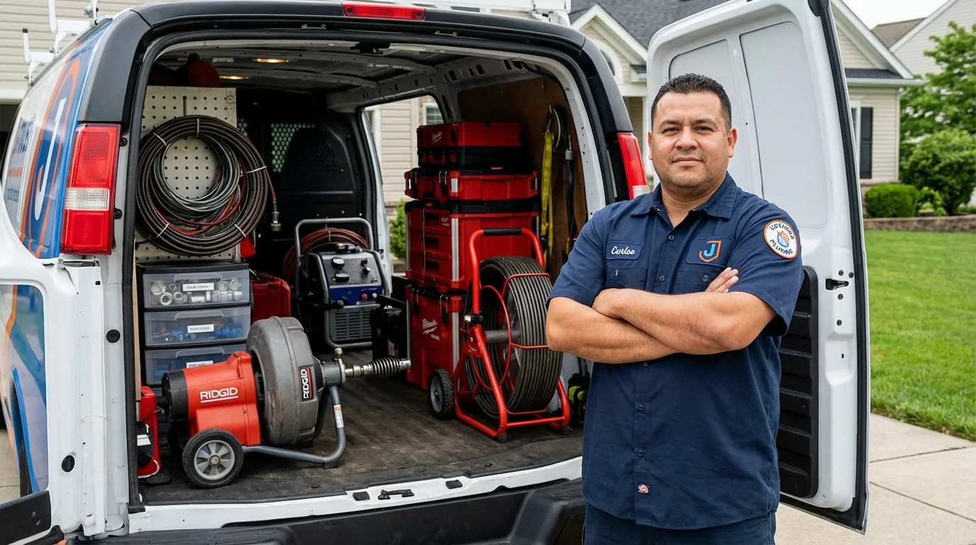 Professional drain cleaning equipment and Johns Plumbing LLC plumber in Sneads