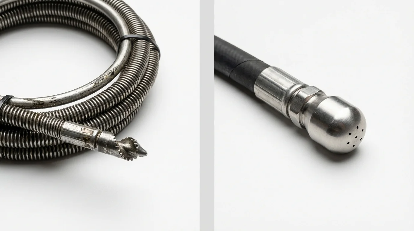 Drain snake cable and hydro jetting nozzle used for drain cleaning in Sneads, FL