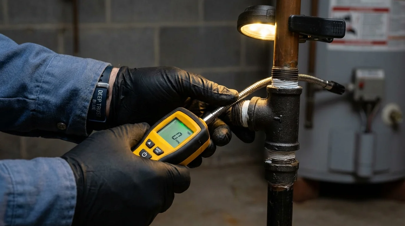 Gas leak detection with electronic sniffer by Johns Plumbing LLC in Sneads