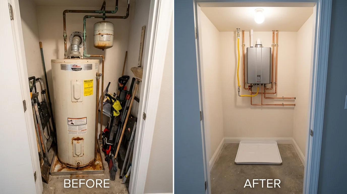 Tank water heater versus wall-mounted tankless unit comparison for Sneads, FL homeowners