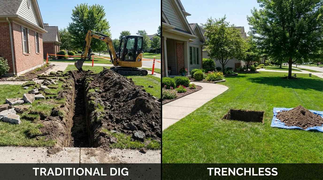 Trenchless sewer repair with minimal yard damage versus traditional excavation in Sneads, FL